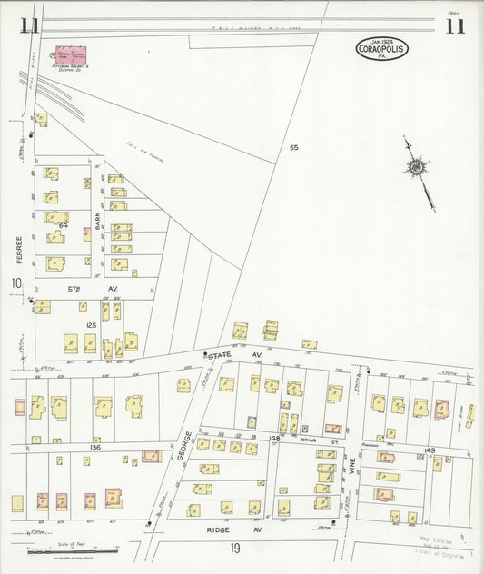 Sanborn Fire Insurance Map from Coraopolis, Allegheny County, Pennsylvania (1924), Sheet #0011 - Historic Sanborn Fire Insurance Map Print, vintage old map wall art, antique decor, genealogy gift, Pennsylvania Pennsylvania map