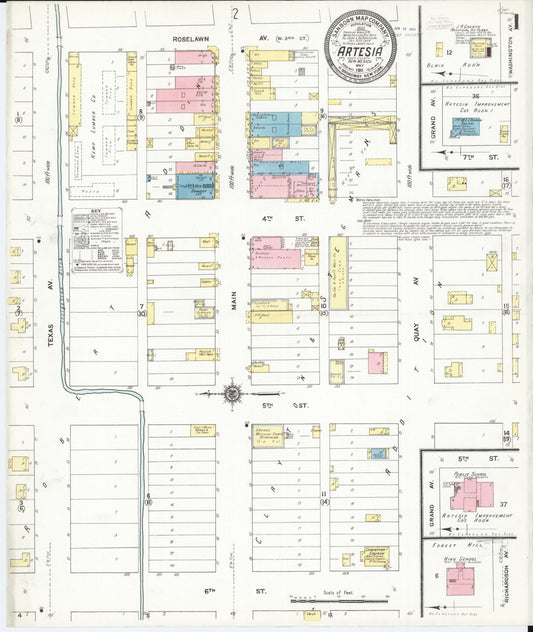 Sanborn Fire Insurance Map from Artesia, Eddy County, New Mexico (1911), Sheet #0001 - Complete Map Set gallery image, historic Sanborn map, vintage wall art, New Mexico New Mexico