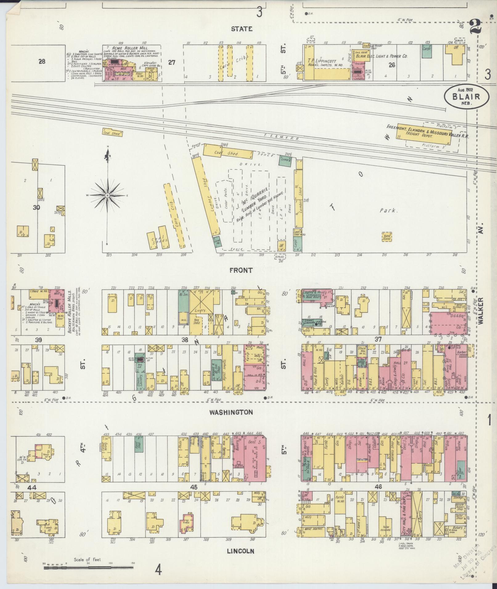 Sanborn Fire Insurance Map from Blair, Washington County, Nebraska (1902), Sheet #0002 - Complete Map Set gallery image, historic Sanborn map, vintage wall art, Nebraska Nebraska