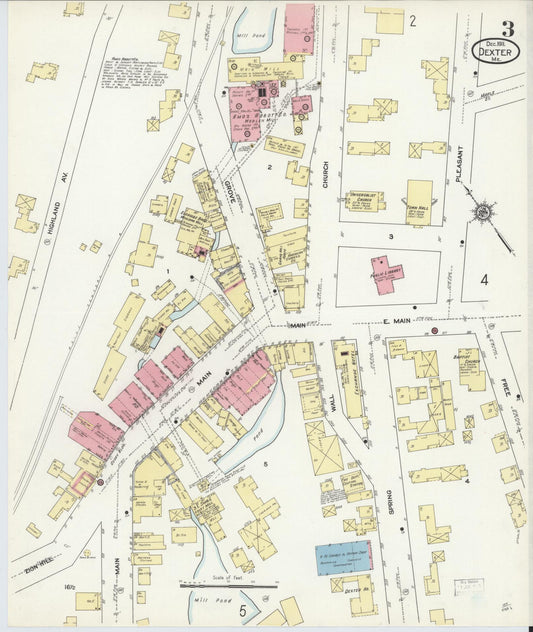 Sanborn Fire Insurance Map from Dexter, Penobscot County, Maine (1911), Sheet #0003 - Historic Sanborn Fire Insurance Map Print, vintage old map wall art, antique decor, genealogy gift, Maine Maine map