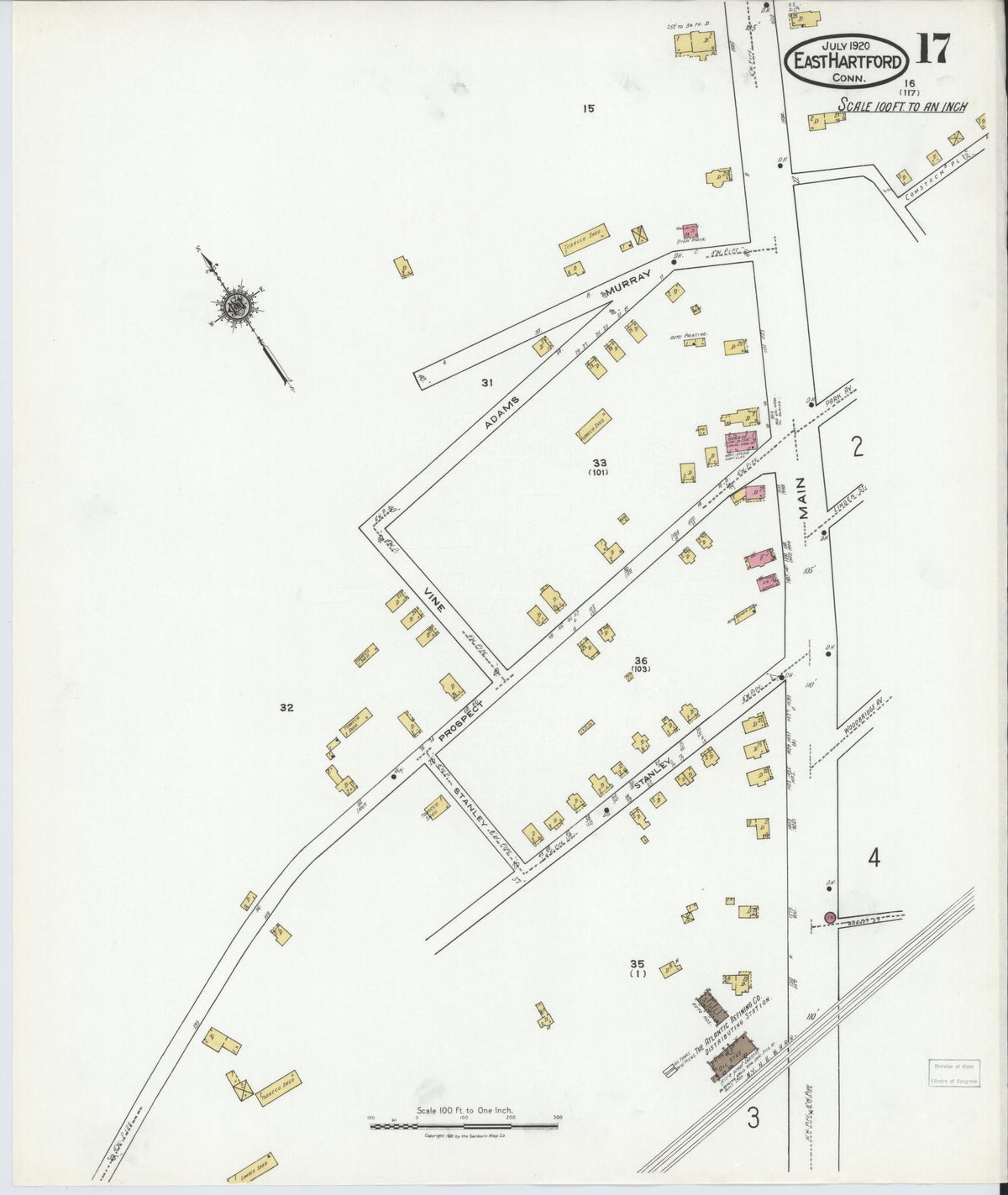 Sanborn Fire Insurance Map from East Hartford, Hartford County, Connecticut (1920), Sheet #0017 - Historic Sanborn Fire Insurance Map Print, vintage old map wall art, antique decor, genealogy gift, Connecticut Connecticut map