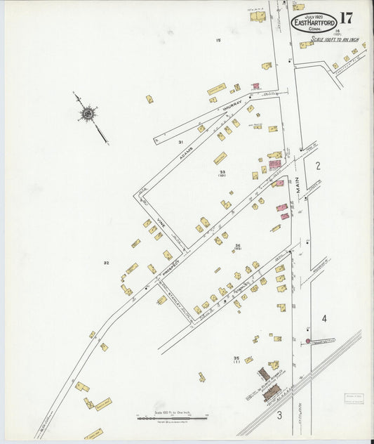 Sanborn Fire Insurance Map from East Hartford, Hartford County, Connecticut (1920), Sheet #0017 - Historic Sanborn Fire Insurance Map Print, vintage old map wall art, antique decor, genealogy gift, Connecticut Connecticut map