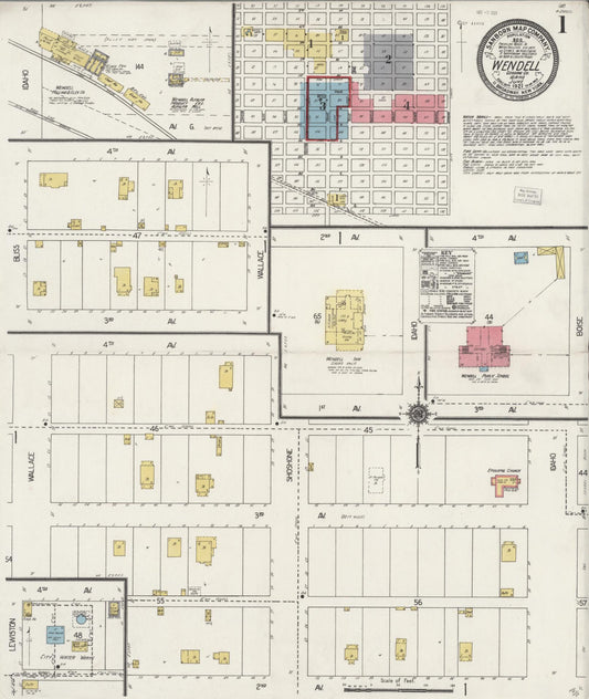 Sanborn Fire Insurance Map from Wendell, Gooding County, Idaho (1921), Sheet #0001 - Historic Sanborn Fire Insurance Map Print, vintage old map wall art, antique decor, genealogy gift, Idaho Idaho map