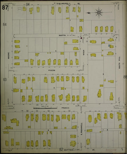 Sanborn Fire Insurance Map from Jackson, Jackson County, Michigan (1907), Sheet #0087 - Complete Map Set gallery image, historic Sanborn map, vintage wall art, Michigan Michigan