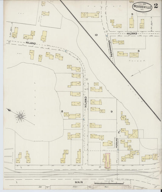 Sanborn Fire Insurance Map from Woodsville, Grafton County, New Hampshire (1889), Sheet #0002 - Historic Sanborn Fire Insurance Map Print, vintage old map wall art, antique decor, genealogy gift, New Hampshire New Hampshire map