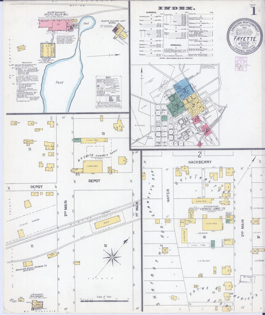 Sanborn Fire Insurance Map from Fayette, Howard County, Missouri (1902), Sheet #0001 - Historic Sanborn Fire Insurance Map Print, vintage old map wall art, antique decor, genealogy gift, Missouri Missouri map