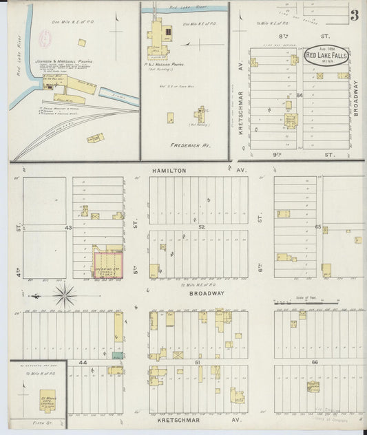Sanborn Fire Insurance Map from Red Lake Falls, Red Lake County, Minnesota (1894), Sheet #0003 - Historic Sanborn Fire Insurance Map Print, vintage old map wall art, antique decor, genealogy gift, Minnesota Minnesota map
