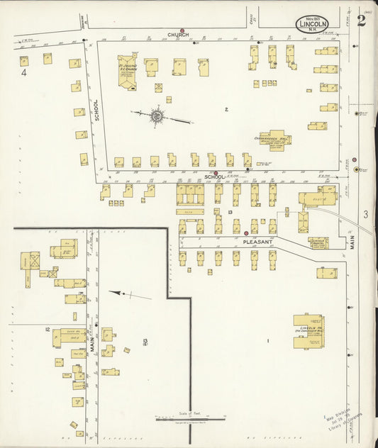 Sanborn Fire Insurance Map from Lincoln, Grafton County, New Hampshire (1921), Sheet #0002 - Historic Sanborn Fire Insurance Map Print, vintage old map wall art, antique decor, genealogy gift, New Hampshire New Hampshire map