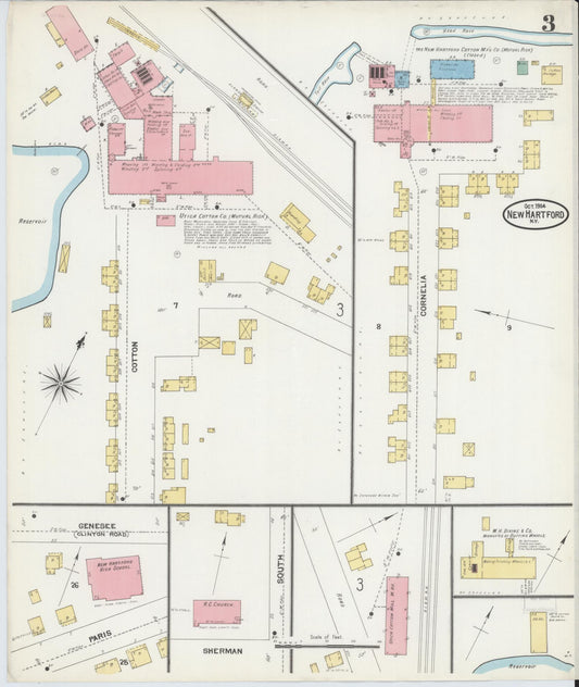 Sanborn Fire Insurance Map from New Hartford, Oneida County, New York (1904), Sheet #0003 - Historic Sanborn Fire Insurance Map Print, vintage old map wall art, antique decor, genealogy gift, New York New York map