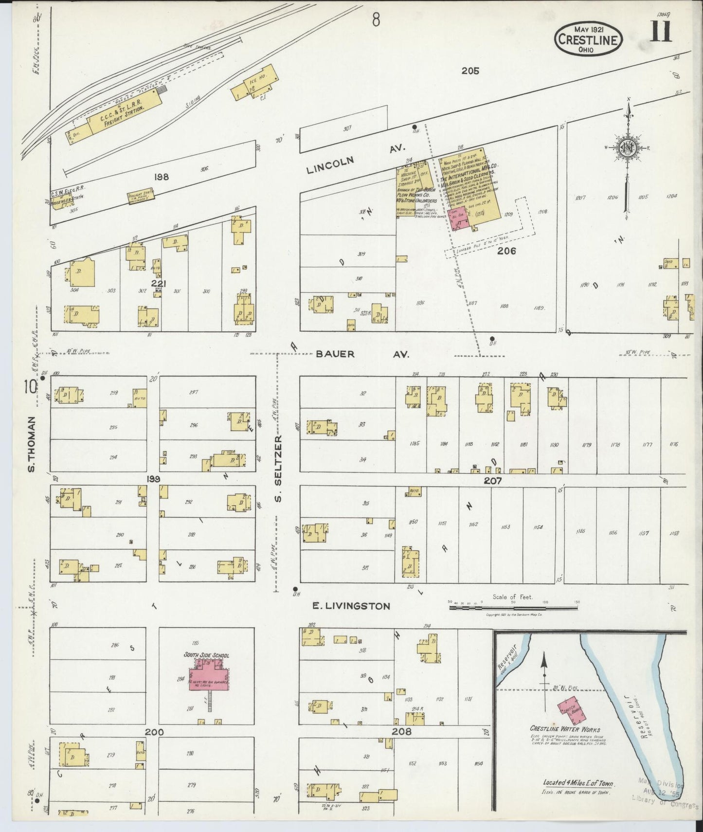 Sanborn Fire Insurance Map from Crestline, Crawford County, Ohio (1921), Sheet #0011 - Historic Sanborn Fire Insurance Map Print, vintage old map wall art, antique decor, genealogy gift, Ohio Ohio map