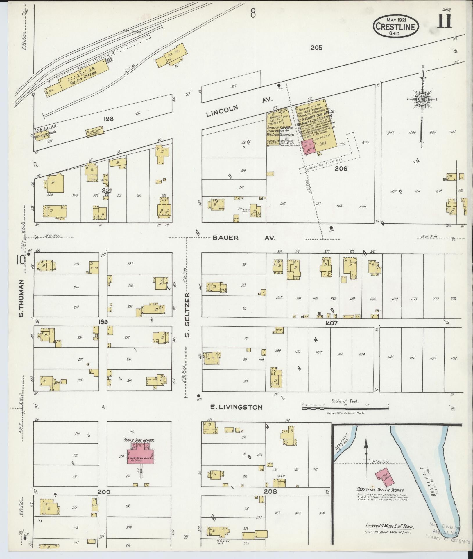 Sanborn Fire Insurance Map from Crestline, Crawford County, Ohio (1921), Sheet #0011 - Historic Sanborn Fire Insurance Map Print, vintage old map wall art, antique decor, genealogy gift, Ohio Ohio map