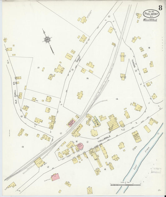 Sanborn Fire Insurance Map from Philmont, Columbia County, New York (1912), Sheet #0008 - Historic Sanborn Fire Insurance Map Print, vintage old map wall art, antique decor, genealogy gift, New York New York map