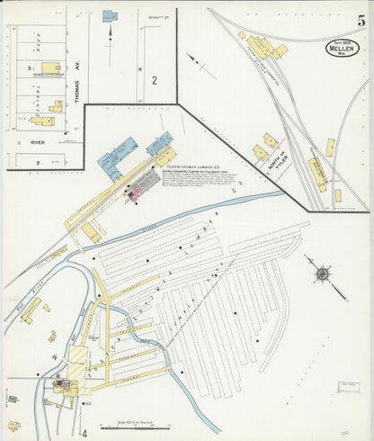 Sanborn Fire Insurance Map from Mellen, Ashland County, Wisconsin (1909), Sheet #0005 - Complete Map Set gallery image, historic Sanborn map, vintage wall art, Wisconsin Wisconsin