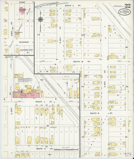 Sanborn Fire Insurance Map from Elwood, Madison County, Indiana (1910), Sheet #0022 - Historic Sanborn Fire Insurance Map Print, vintage old map wall art, antique decor, genealogy gift, Indiana Indiana map