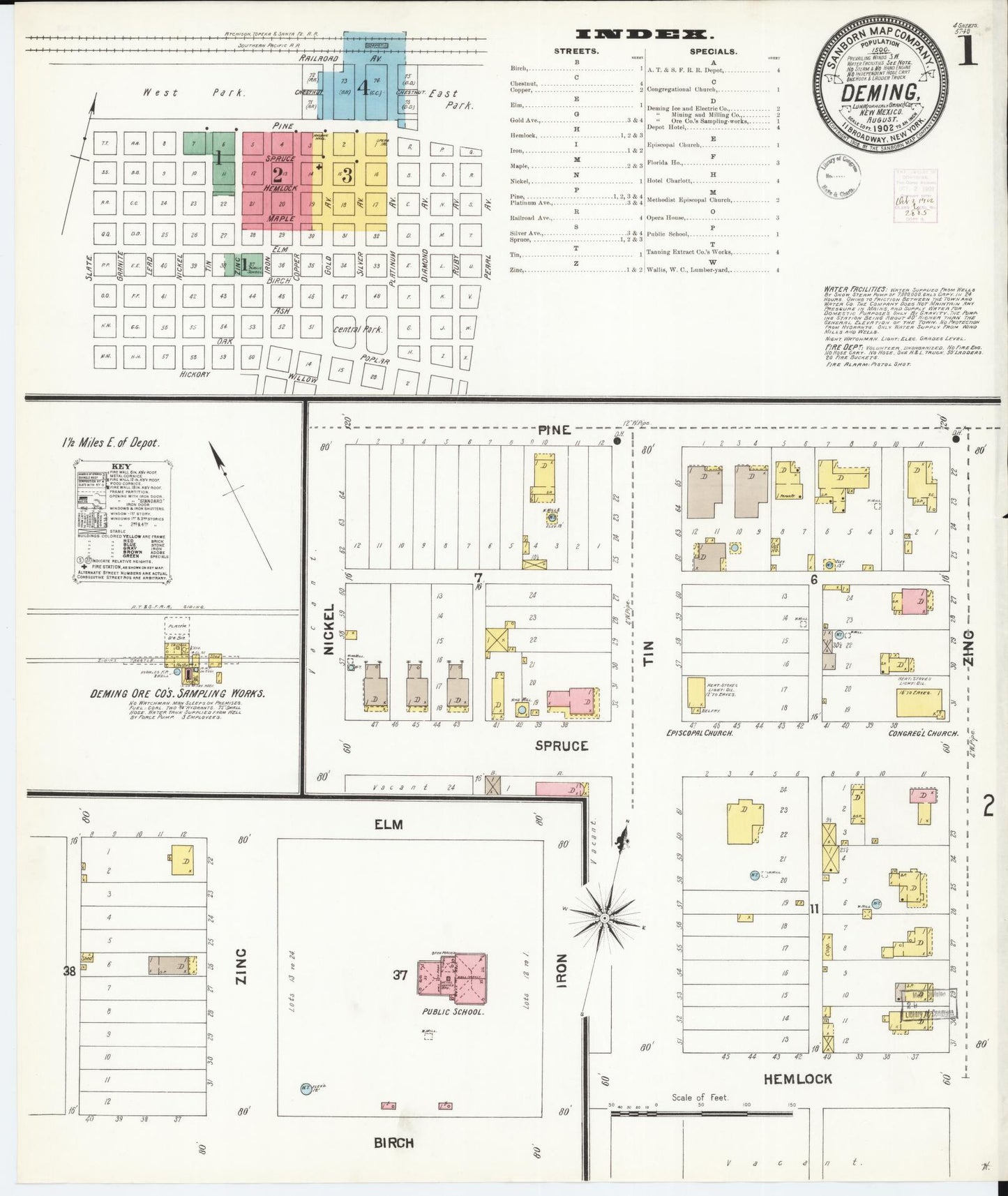 Sanborn Fire Insurance Map from Deming, Luna County, New Mexico (1902), Sheet #0001 - Complete Map Set gallery image, historic Sanborn map, vintage wall art, New Mexico New Mexico