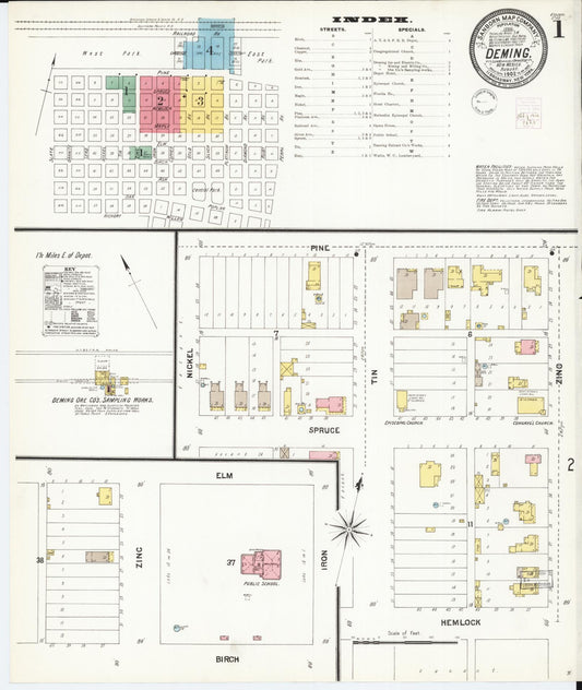 Sanborn Fire Insurance Map from Deming, Luna County, New Mexico (1902), Sheet #0001 - Complete Map Set gallery image, historic Sanborn map, vintage wall art, New Mexico New Mexico