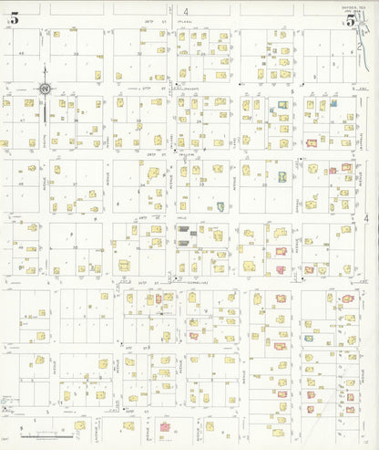 Sanborn Fire Insurance Map from Snyder, Scurry County, Texas (1936), Sheet #0005 - Complete Map Set gallery image, historic Sanborn map, vintage wall art, Texas Texas