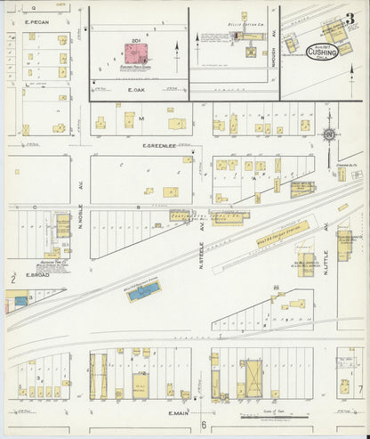 Sanborn Fire Insurance Map from Cushing, Payne County, Oklahoma (1917), Sheet #0003 - Complete Map Set gallery image, historic Sanborn map, vintage wall art, Oklahoma Oklahoma