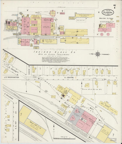 Sanborn Fire Insurance Map from Dunkirk, Jay And Blackford Counties, Indiana (1915), Sheet #0007 - Historic Sanborn Fire Insurance Map Print, vintage old map wall art, antique decor, genealogy gift, Indiana Indiana map
