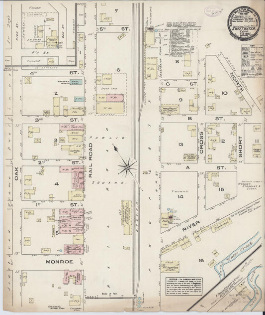 Sanborn Fire Insurance Map from Sweetwater, Monroe County, Tennessee (1885), Sheet #0001 - Historic Sanborn Fire Insurance Map Print, vintage old map wall art, antique decor, genealogy gift, Tennessee Tennessee map