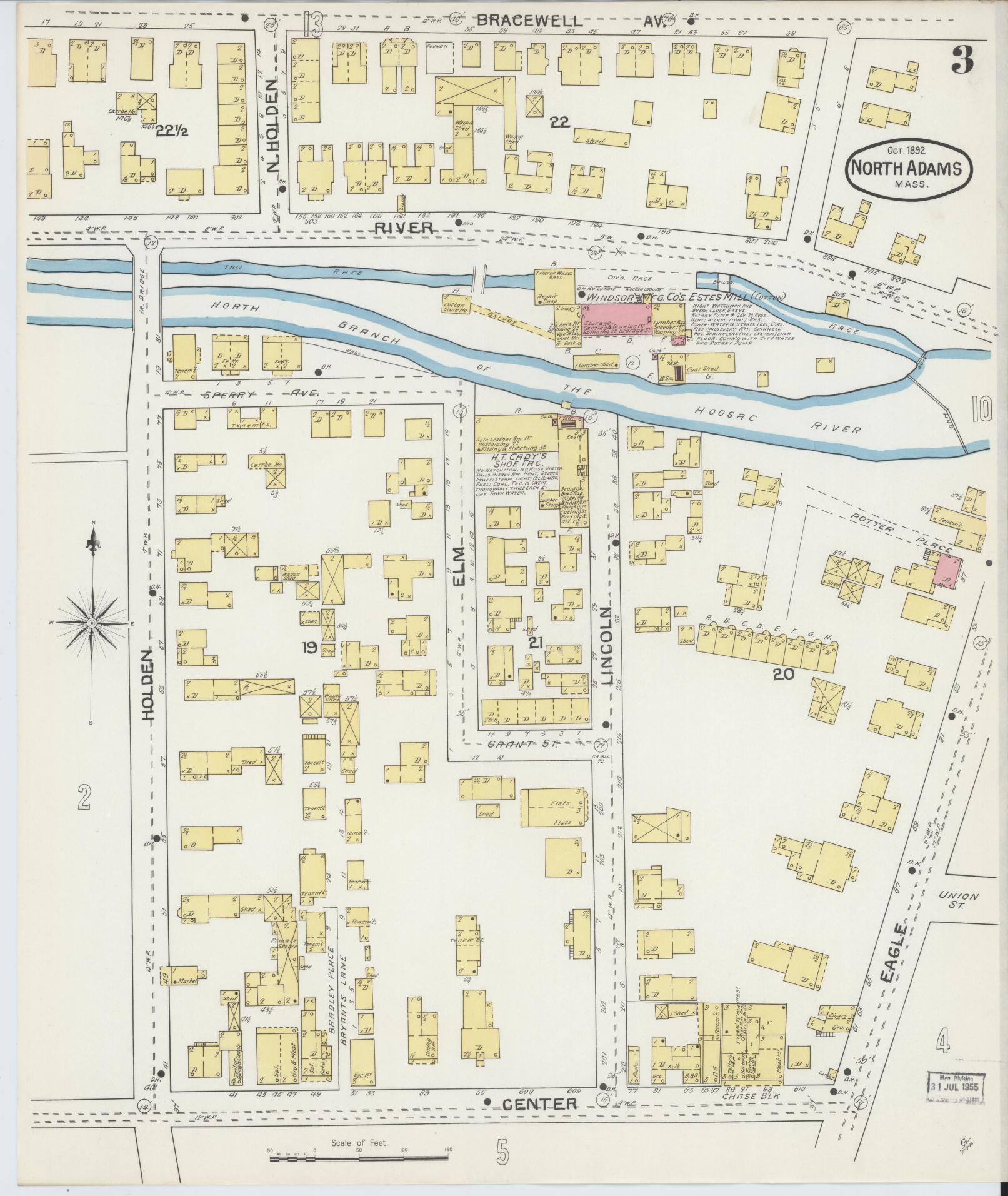 Sanborn Fire Insurance Map from North Adams, Berkshire County, Massachusetts (1892), Sheet #0003 - Complete Map Set gallery image, historic Sanborn map, vintage wall art, Massachusetts Massachusetts