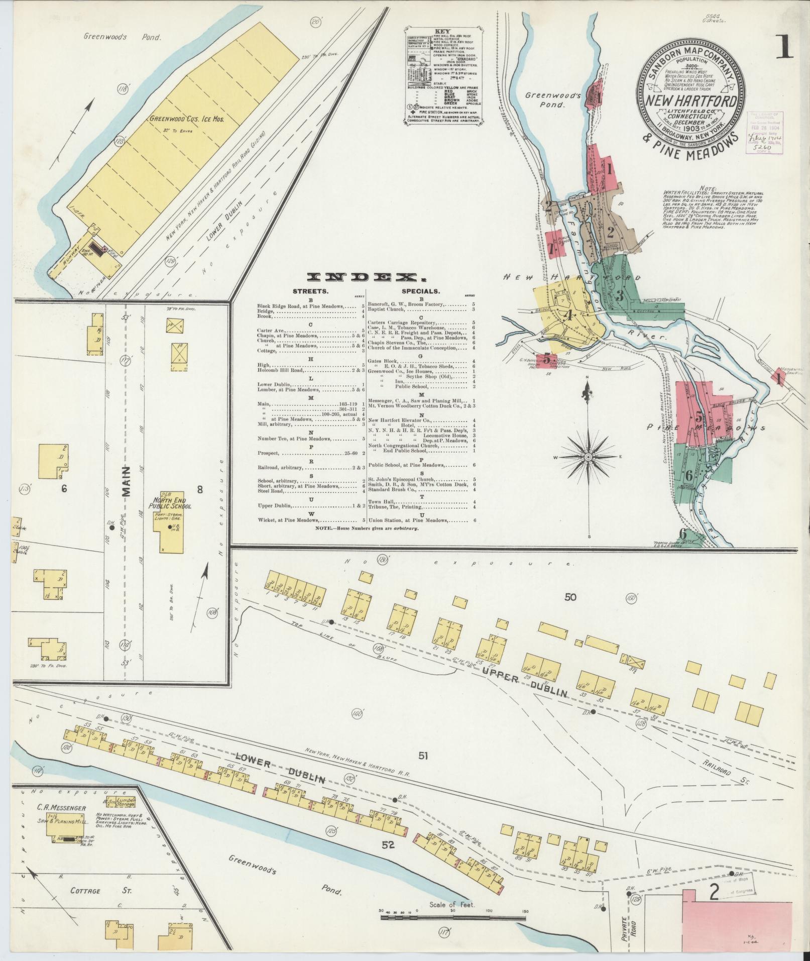Sanborn Fire Insurance Map from New Hartford, Litchfield County, Connecticut (1903), Sheet #0001 - Complete Map Set gallery image, historic Sanborn map, vintage wall art, Connecticut Connecticut