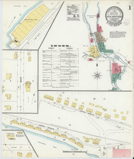 Sanborn Fire Insurance Map from New Hartford, Litchfield County, Connecticut (1903), Sheet #0001 - Complete Map Set gallery image, historic Sanborn map, vintage wall art, Connecticut Connecticut