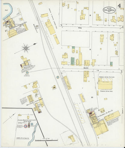 Sanborn Fire Insurance Map from Caldwell, Burleson County, Texas (1901), Sheet #0004 - Historic Sanborn Fire Insurance Map Print, vintage old map wall art, antique decor, genealogy gift, Texas Texas map