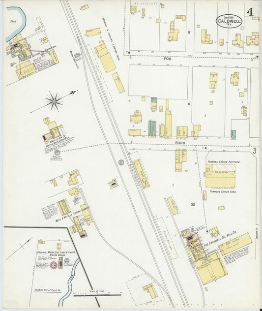 Sanborn Fire Insurance Map from Caldwell, Burleson County, Texas (1901), Sheet #0004 - Historic Sanborn Fire Insurance Map Print, vintage old map wall art, antique decor, genealogy gift, Texas Texas map