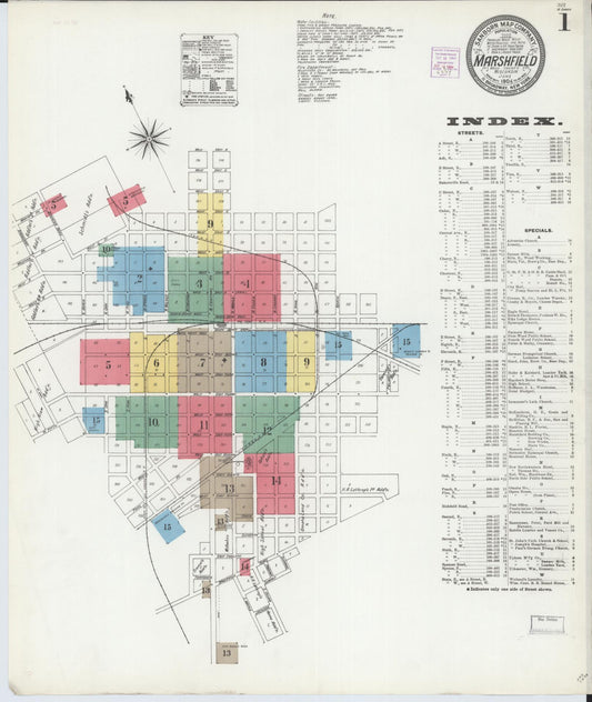Sanborn Fire Insurance Map from Marshfield, Wood County, Wisconsin (1904), Sheet #0001 - Complete Map Set gallery image, historic Sanborn map, vintage wall art, Wisconsin Wisconsin