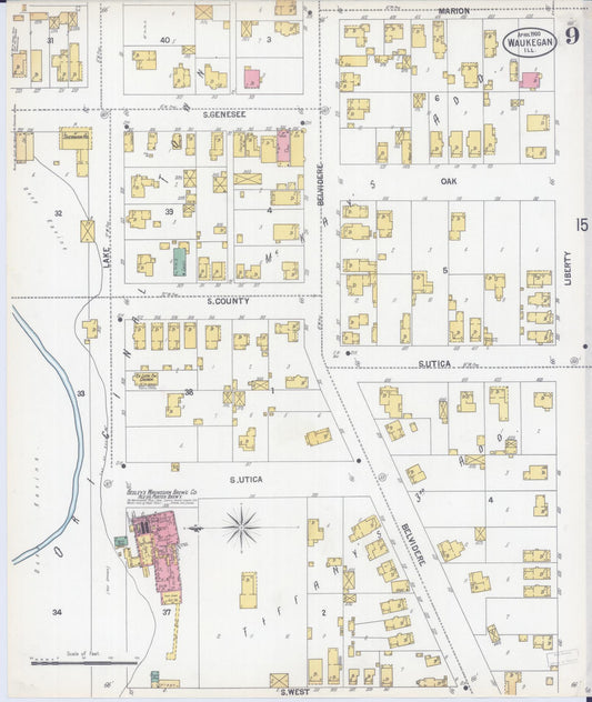 Sanborn Fire Insurance Map from Waukegan, Lake County, Illinois (1900), Sheet #0009 - Historic Sanborn Fire Insurance Map Print, vintage old map wall art, antique decor, genealogy gift, Illinois Illinois map