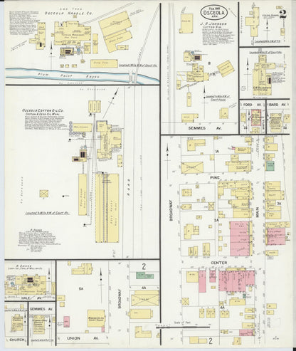 Sanborn Fire Insurance Map from Osceola, Mississippi County, Arkansas (1908), Sheet #0002 - Complete Map Set gallery image, historic Sanborn map, vintage wall art, Arkansas Arkansas