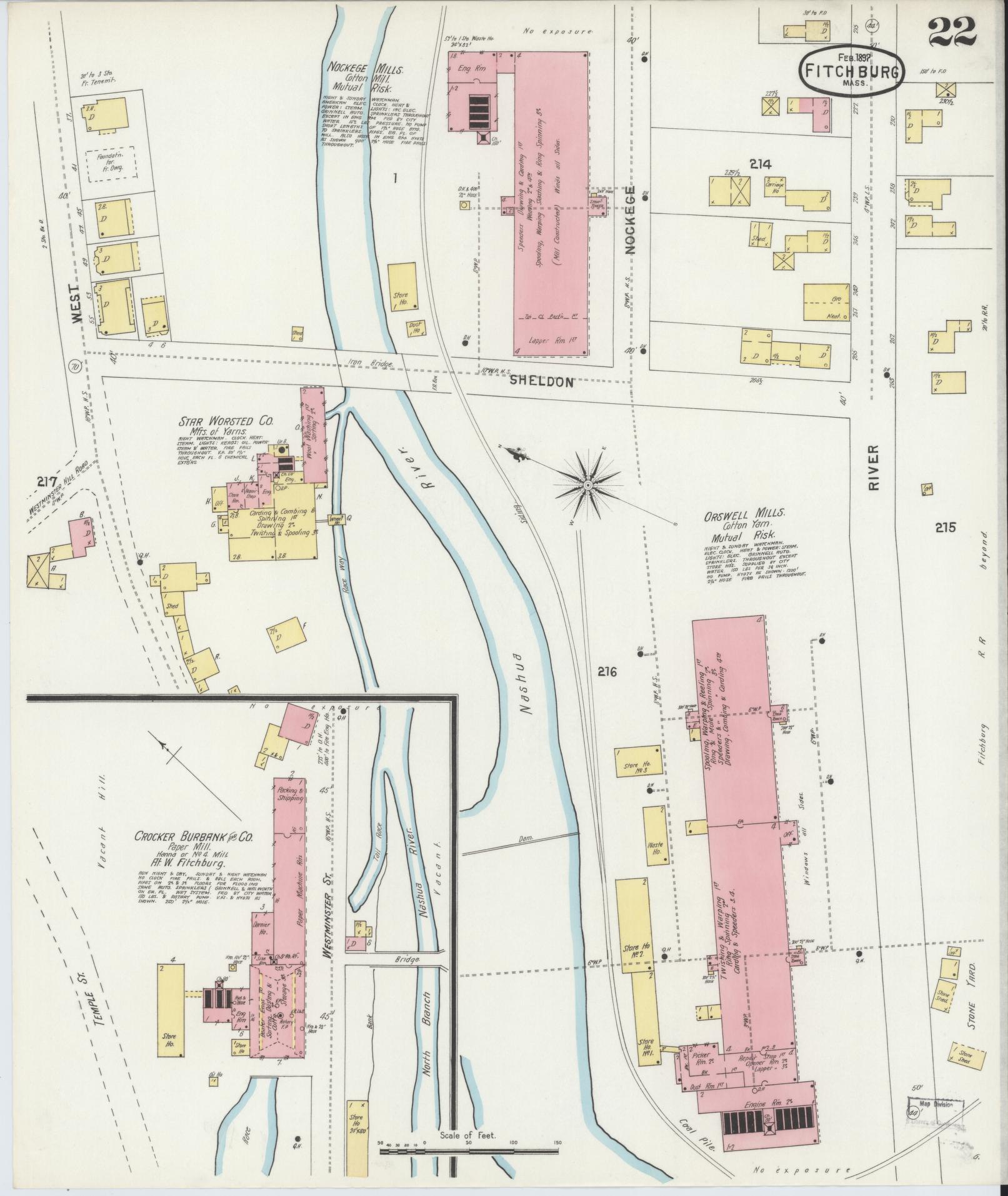 Sanborn Fire Insurance Map from Fitchburg, Worcester County, Massachusetts (1897), Sheet #0022 - Complete Map Set gallery image, historic Sanborn map, vintage wall art, Massachusetts Massachusetts