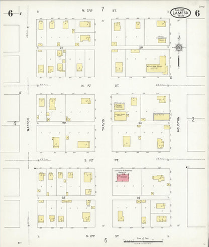 Sanborn Fire Insurance Map from Lamesa, Dawson County, Texas (1925), Sheet #0006 - Historic Sanborn Fire Insurance Map Print, vintage old map wall art, antique decor, genealogy gift, Texas Texas map