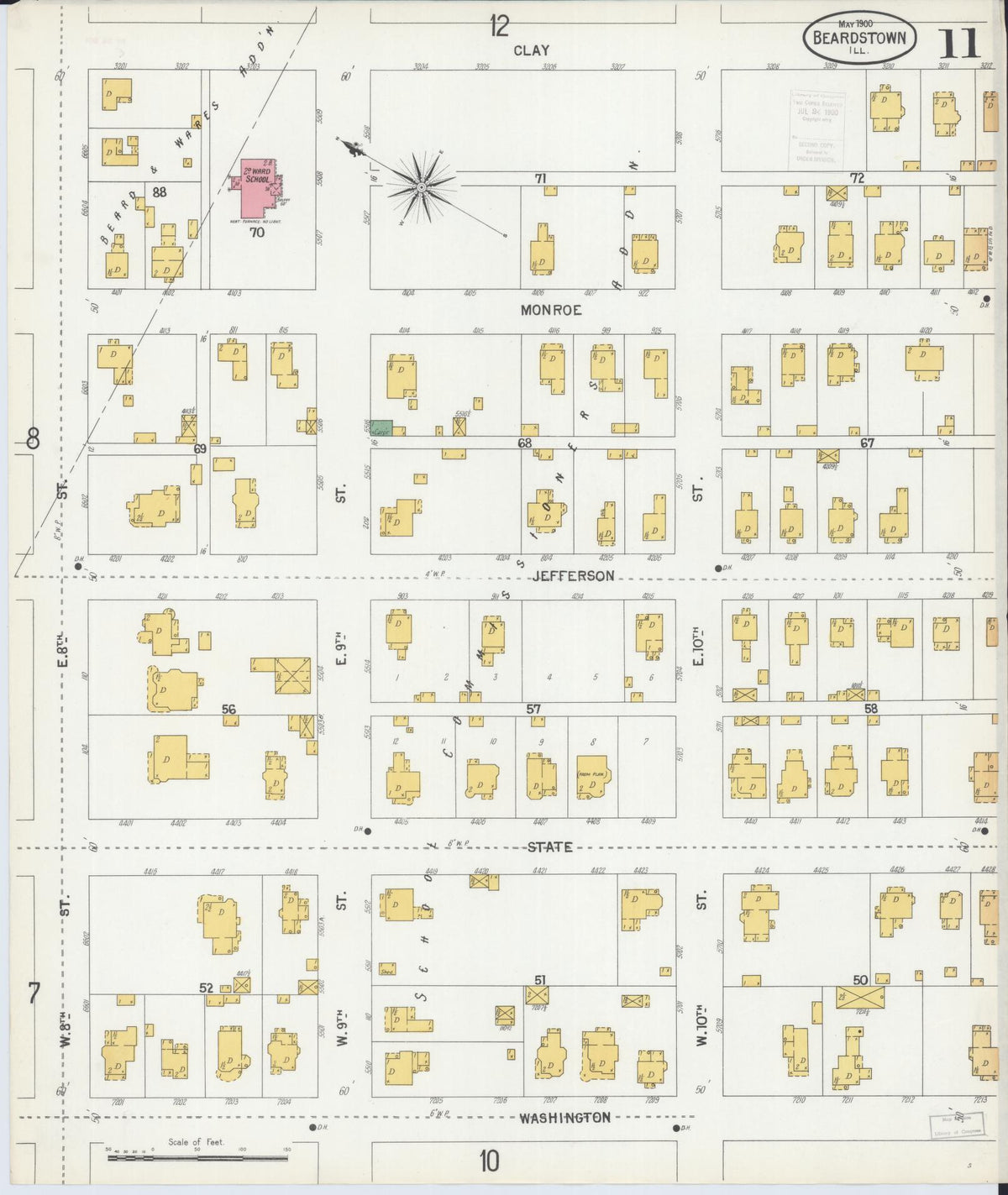 Sanborn Fire Insurance Map from Beardstown, Cass County, Illinois (1900), Sheet #0011 - Historic Sanborn Fire Insurance Map Print, vintage old map wall art, antique decor, genealogy gift, Illinois Illinois map