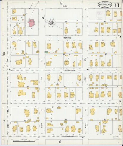 Sanborn Fire Insurance Map from Beardstown, Cass County, Illinois (1900), Sheet #0011 - Historic Sanborn Fire Insurance Map Print, vintage old map wall art, antique decor, genealogy gift, Illinois Illinois map