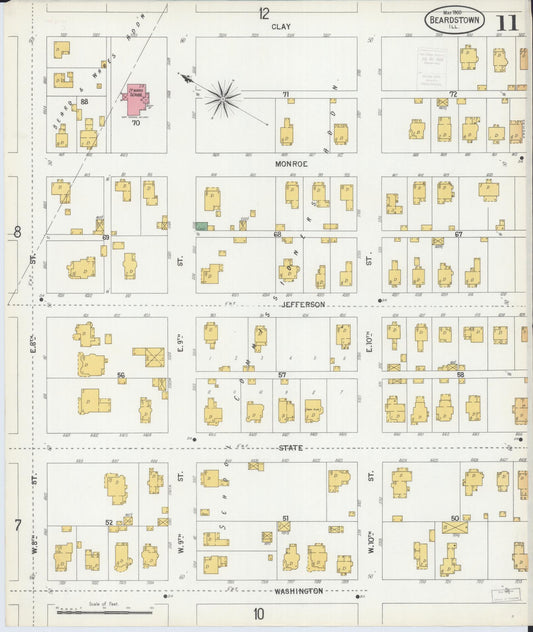 Sanborn Fire Insurance Map from Beardstown, Cass County, Illinois (1900), Sheet #0011 - Historic Sanborn Fire Insurance Map Print, vintage old map wall art, antique decor, genealogy gift, Illinois Illinois map
