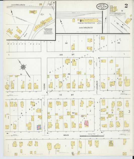 Sanborn Fire Insurance Map from Milan, Washtenaw And Monroe Counties, Michigan (1916), Sheet #0002 - Historic Sanborn Fire Insurance Map Print, vintage old map wall art, antique decor, genealogy gift, Michigan Michigan map