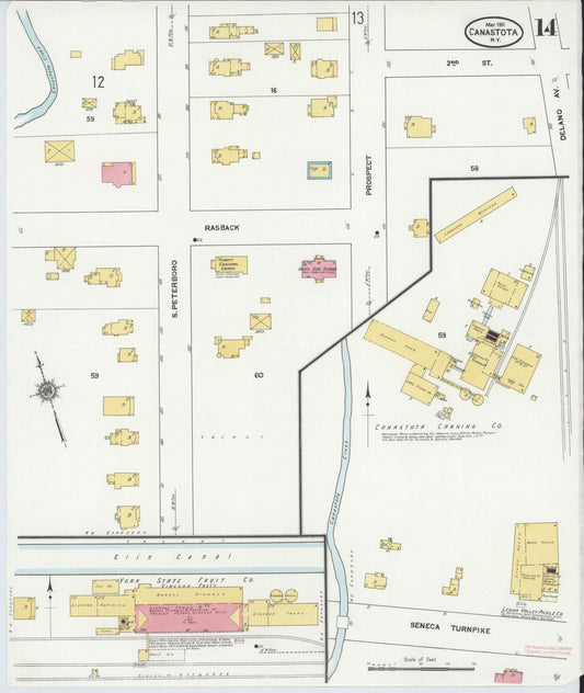 Sanborn Fire Insurance Map from Canastota, Madison County, New York (1911), Sheet #0014 - Historic Sanborn Fire Insurance Map Print, vintage old map wall art, antique decor, genealogy gift, New York New York map