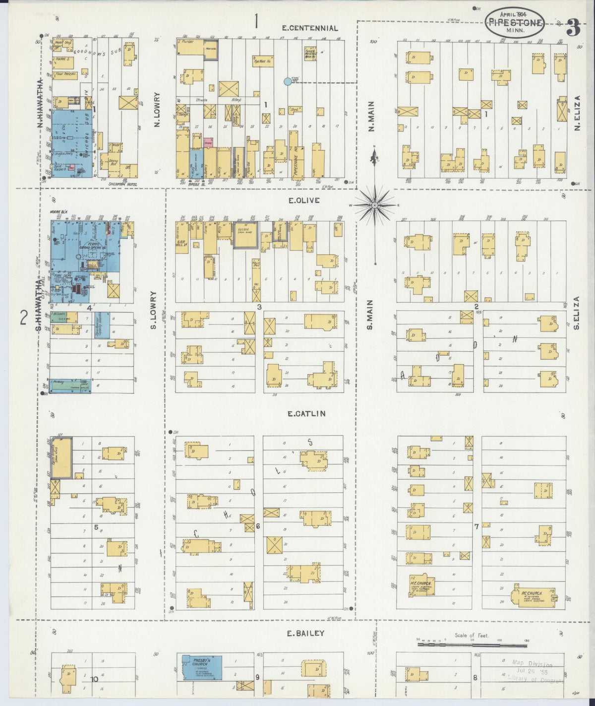 Sanborn Fire Insurance Map from Pipestone, Pipestone County, Minnesota (1904), Sheet #0003 - Complete Map Set gallery image, historic Sanborn map, vintage wall art, Minnesota Minnesota