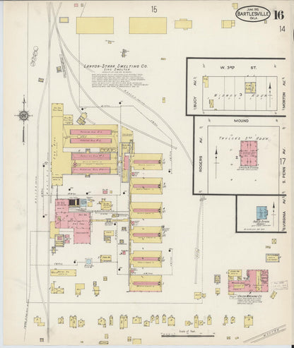 Sanborn Fire Insurance Map from Bartlesville, Washington County, Oklahoma (1915), Sheet #0016 - Complete Map Set gallery image, historic Sanborn map, vintage wall art, Oklahoma Oklahoma