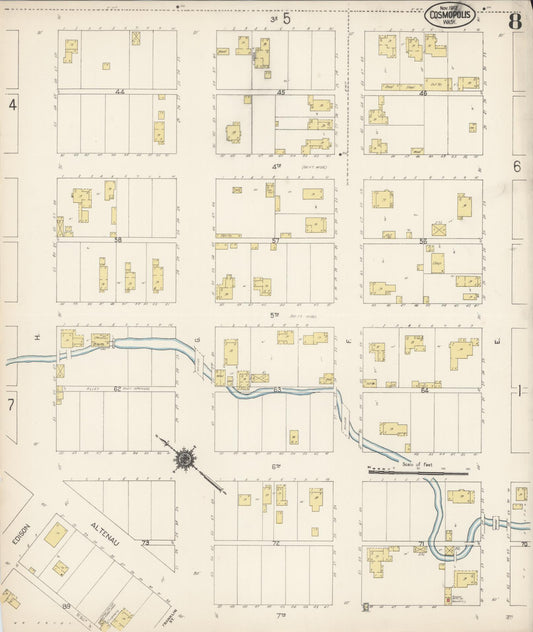 Sanborn Fire Insurance Map from Cosmopolis, Grays Harbor County, Washington (1912), Sheet #0008 - Historic Sanborn Fire Insurance Map Print, vintage old map wall art, antique decor, genealogy gift, Washington Washington map