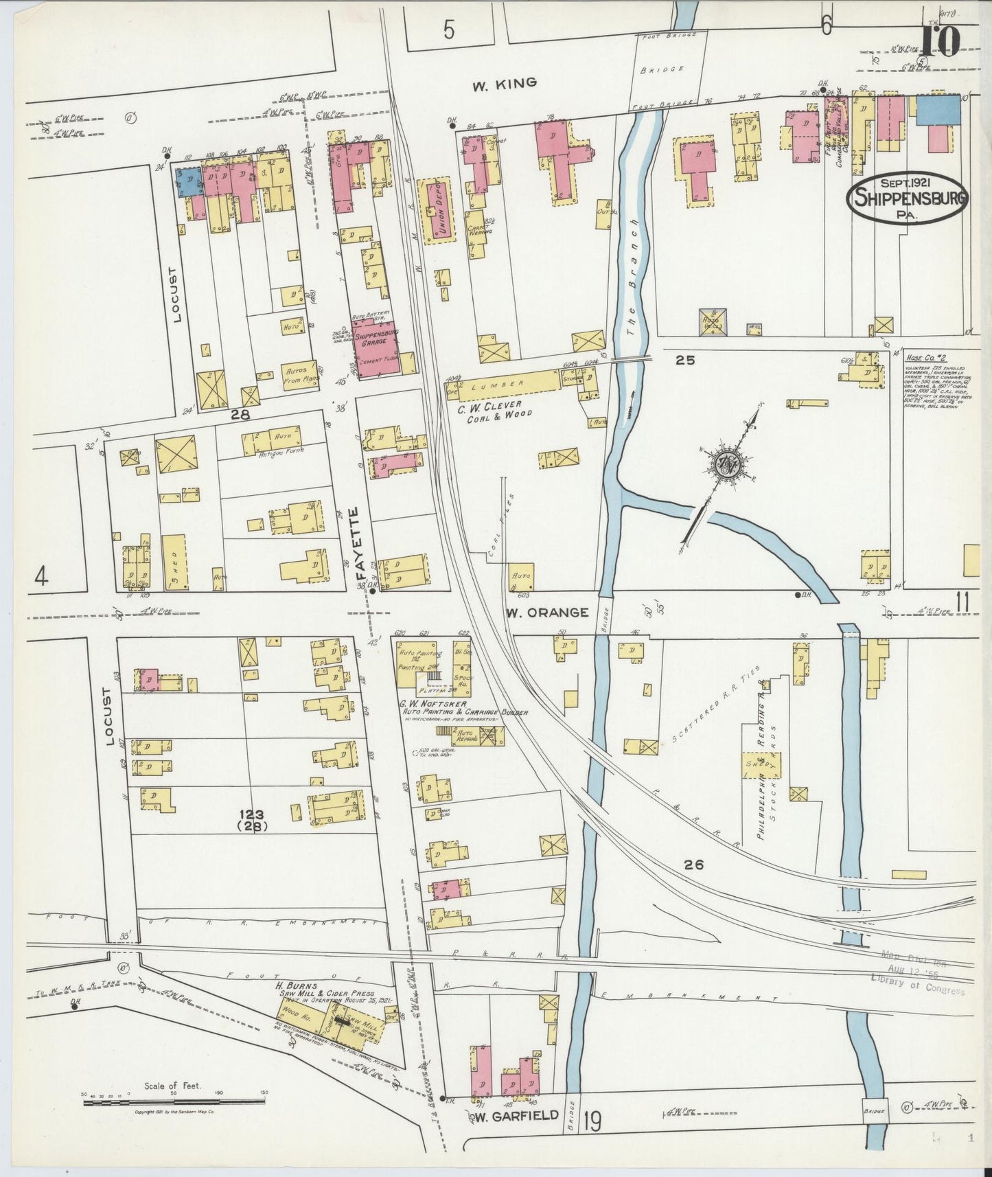 Sanborn Fire Insurance Map from Shippensburg, Cumberland And Franklin Counties, Pennsylvania (1921), Sheet #0010 - Historic Sanborn Fire Insurance Map Print, vintage old map wall art, antique decor, genealogy gift, Counties Pennsylvania map