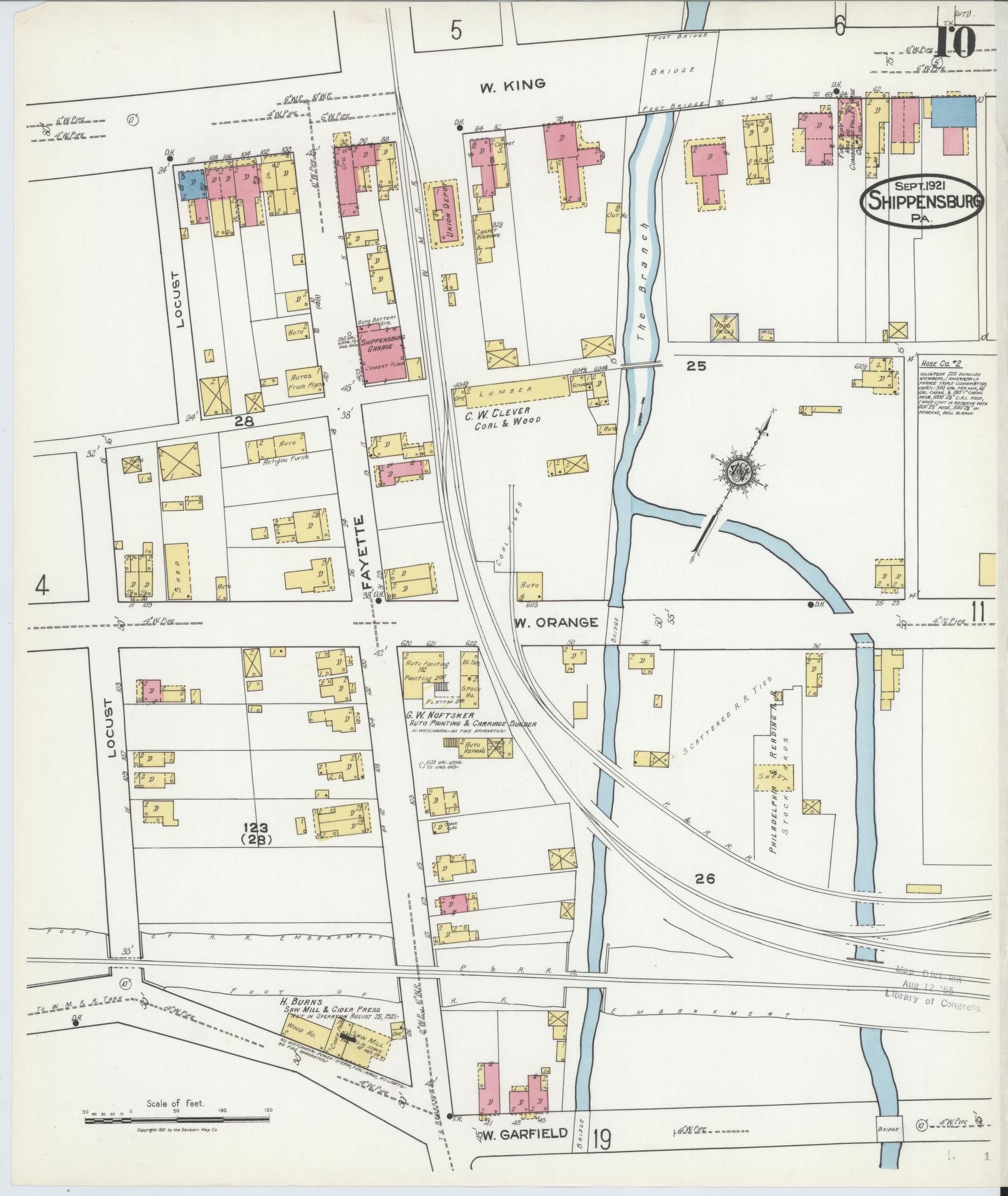 Sanborn Fire Insurance Map from Shippensburg, Cumberland And Franklin Counties, Pennsylvania (1921), Sheet #0010 - Historic Sanborn Fire Insurance Map Print, vintage old map wall art, antique decor, genealogy gift, Counties Pennsylvania map