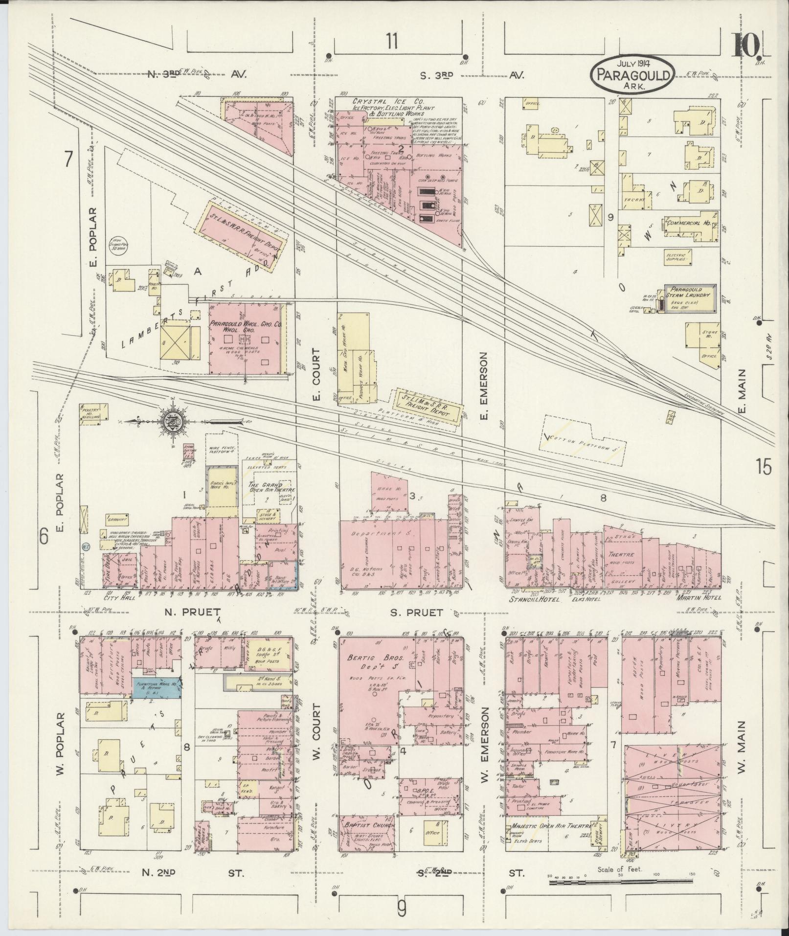 Sanborn Fire Insurance Map from Paragould, Greene County, Arkansas (1914), Sheet #0010 - Historic Sanborn Fire Insurance Map Print, vintage old map wall art, antique decor, genealogy gift, Arkansas Arkansas map