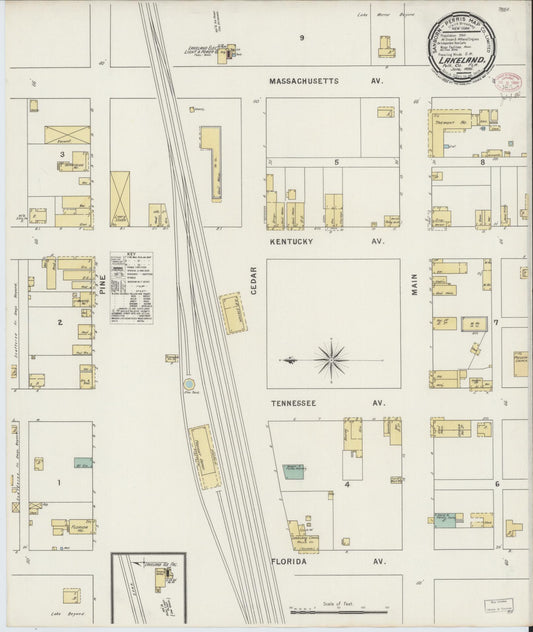 Sanborn Fire Insurance Map from Lakeland, Polk County, Florida (1895), Sheet #0001 - Historic Sanborn Fire Insurance Map Print, vintage old map wall art, antique decor, genealogy gift, Florida Florida map