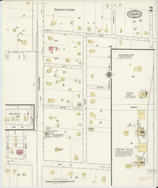 Sanborn Fire Insurance Map from Como, Panola County, Mississippi (1918), Sheet #0002 - Historic Sanborn Fire Insurance Map Print, vintage old map wall art, antique decor, genealogy gift, Mississippi Mississippi map