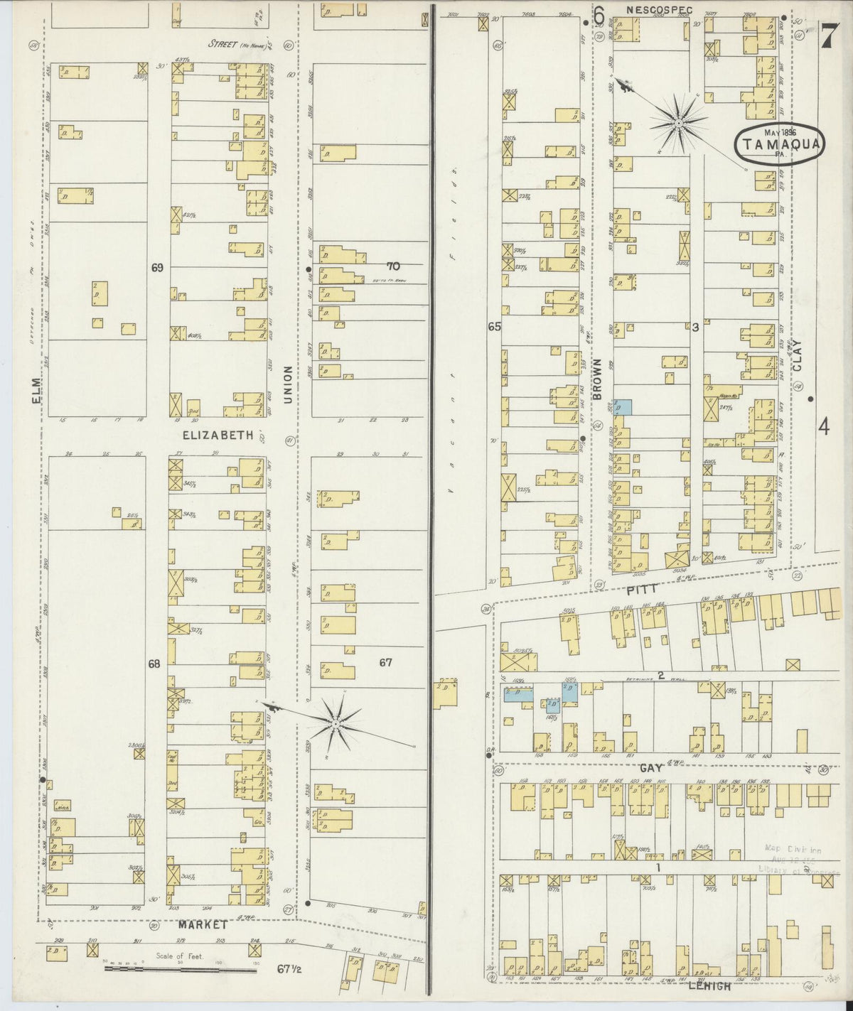 Sanborn Fire Insurance Map from Tamaqua, Schuylkill County, Pennsylvania (1896), Sheet #0007 - Historic Sanborn Fire Insurance Map Print, vintage old map wall art, antique decor, genealogy gift, Pennsylvania Pennsylvania map