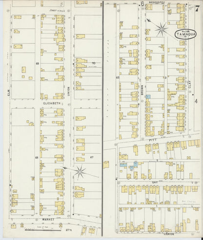 Sanborn Fire Insurance Map from Tamaqua, Schuylkill County, Pennsylvania (1896), Sheet #0007 - Historic Sanborn Fire Insurance Map Print, vintage old map wall art, antique decor, genealogy gift, Pennsylvania Pennsylvania map