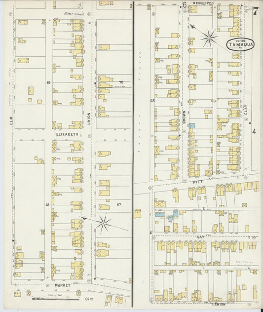 Sanborn Fire Insurance Map from Tamaqua, Schuylkill County, Pennsylvania (1896), Sheet #0007 - Historic Sanborn Fire Insurance Map Print, vintage old map wall art, antique decor, genealogy gift, Pennsylvania Pennsylvania map